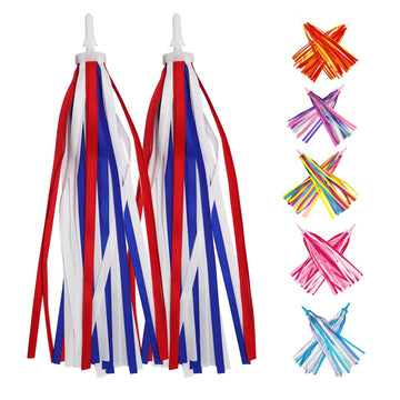 Platt Kid'S Bicycle Handlebar Streamers Colorful Ribbons Tassel For Girls Boys Bicycle Handlebar Scooter Handgrip (1Pair) (Red+W