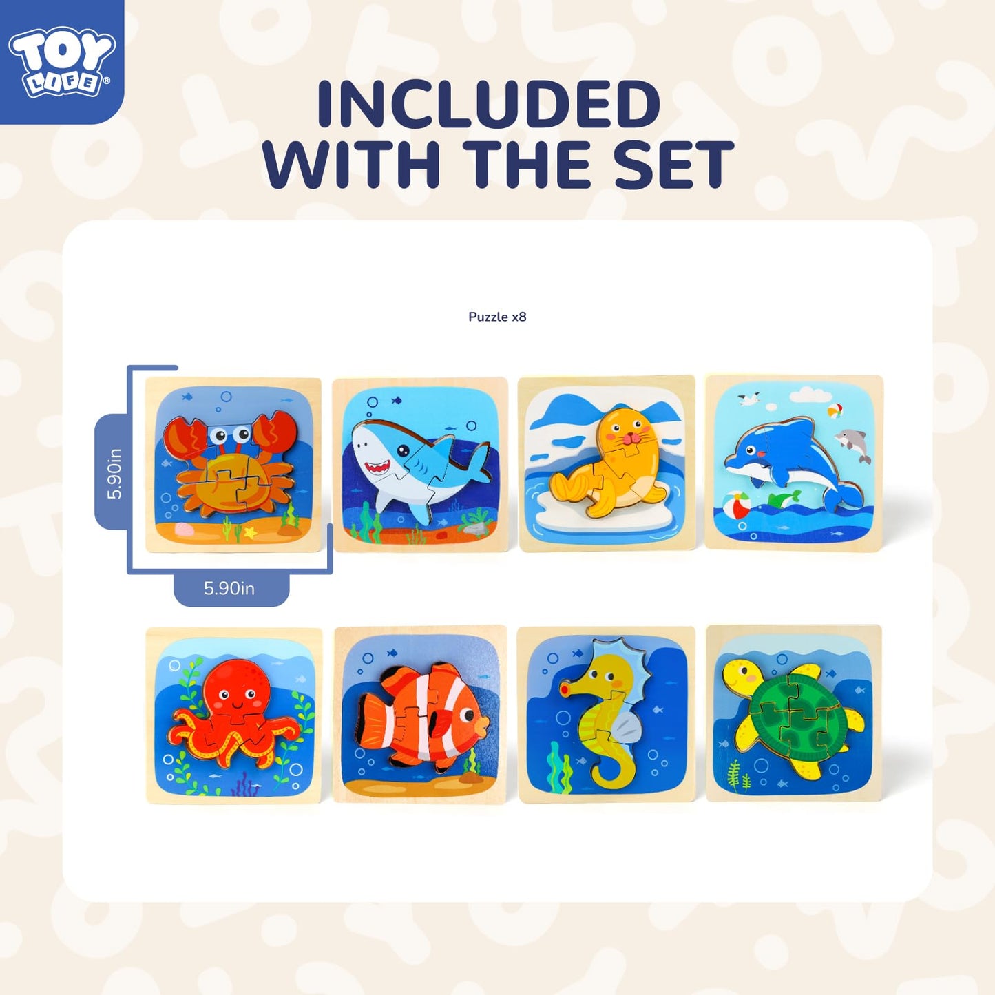 Toy Life Wooden Puzzles For Toddlers 2-4, Sea Animals Toddler Puzzles, Puzzles For Toddlers 1-3, Wood Puzzles Educational Montes