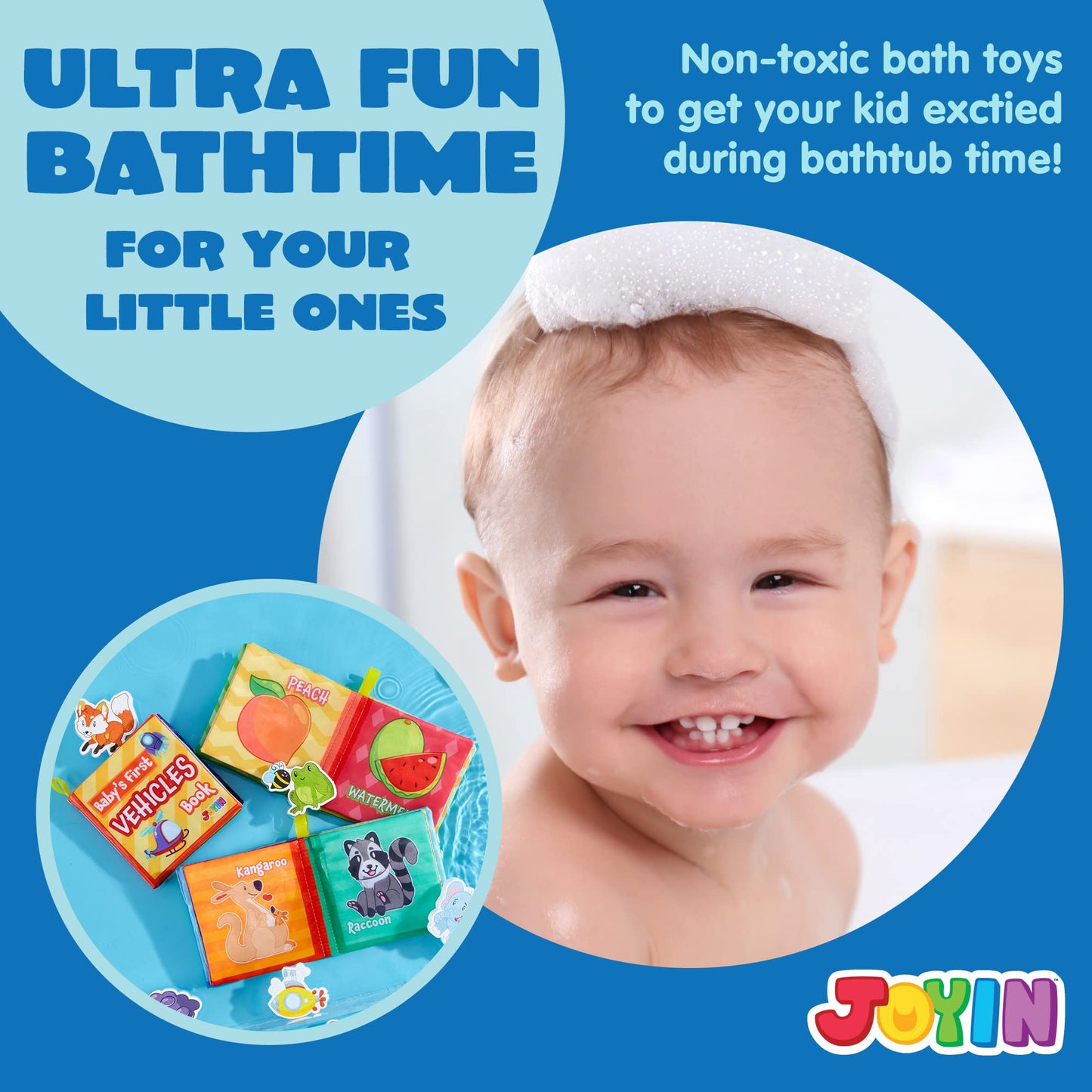 Joyin 12 Pcs Bath Books, Nontoxic Fabric Soft Crinkly Cloth Books, Waterproof, Bathtub Pool And Early Education First Toys For Infant Newborn Baby Toddlers Kids Birthday Gifts