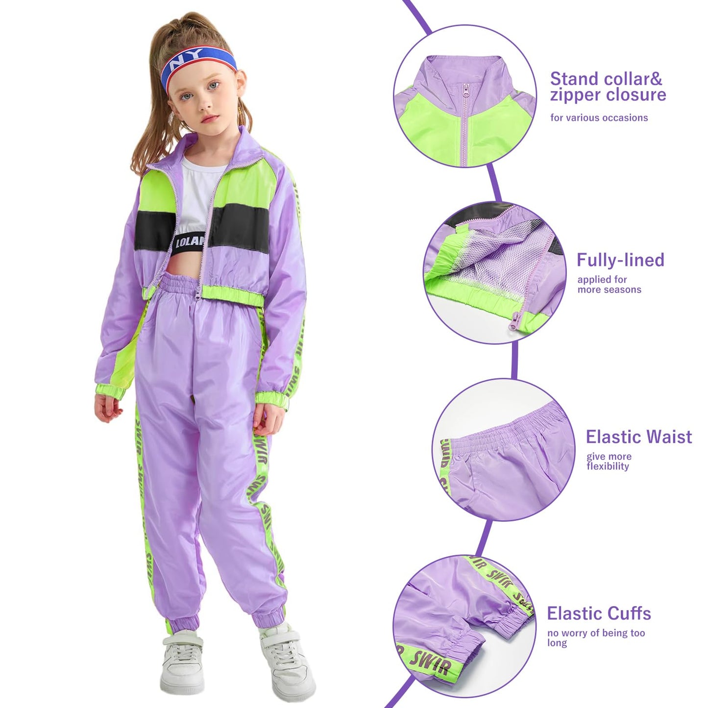 Lolanta Cute Sports Outfits Girls Street Dance Clothing Set, Hip Hop Modern Jazz Team Performance Costume, Girls Dance Wear Sets