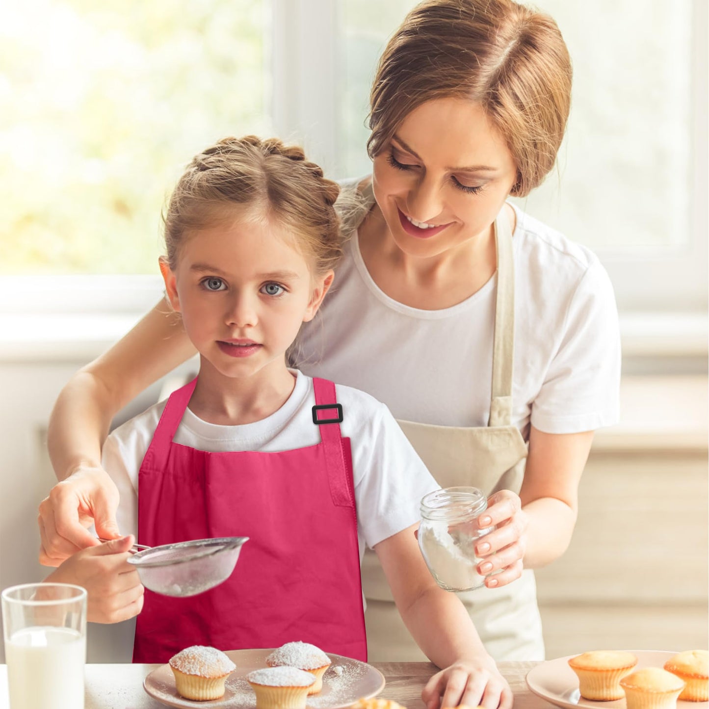 Imerago 15 Pcs Kids Aprons With Pockets Adjustable Chef Painting Aprons Bulk For Girls Boys Aged 6-13 Cooking Baking Crafting Ho