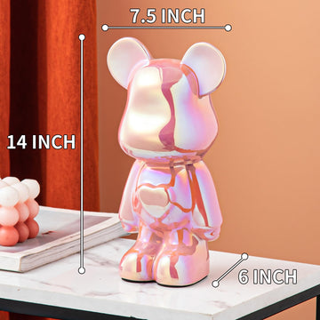Yundu Ceramic Piggy Bank For Kids And Adults - Coin Bank For Girls And Boys - Pink Love Bear Decoration - Modern Décor, Hypebeast Room Décor - Gifts For Birthdays