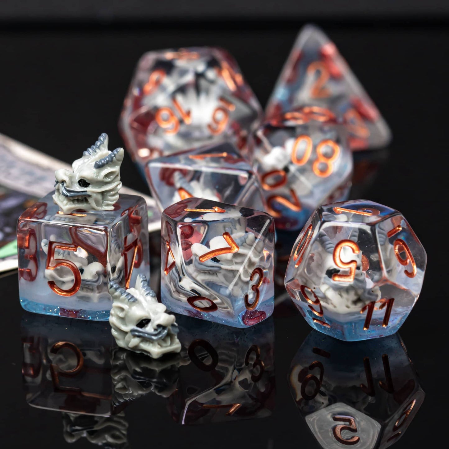 UDIXI 7-Die Polyhedral Dice Set D&D, DND Dice Filled with Dragon for Dungeons and Dragons Role Playing Games MTG Pathfinder