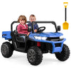 Costzon 24V Ride On Car, 2-Seater Electric Dump Truck W/Remote Control, Dump Bed & Shovel, 4 Spring Suspensions, Kids Utv W/Dual Rpm20000 Motors, Music, Wireless Design, Electric Car For Kids (Blue)