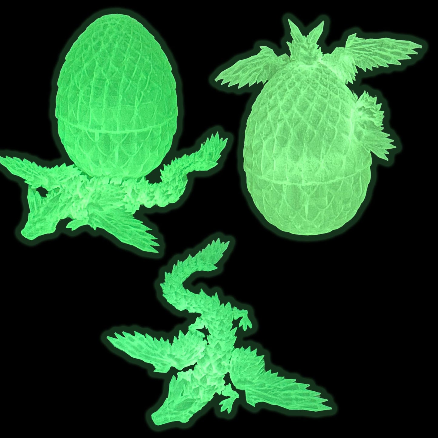Flavery 3D Printed Flying Dragon In Egg - 9'' Flexible Winged Crystal Dragon Inside, Colorful Fidget Toy, Birthday Gift, Desk Pe