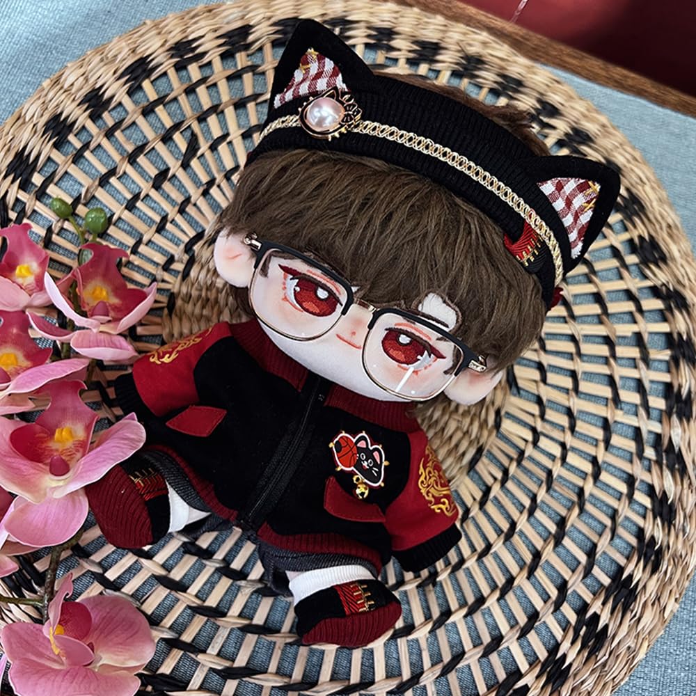 Niannyyhouse 15Cm Plush Doll Clothes Headwear Coat Pants Shoes Red Flame Set Soft Stuffed Plush Toy Dress Up Accessories (15Cm)
