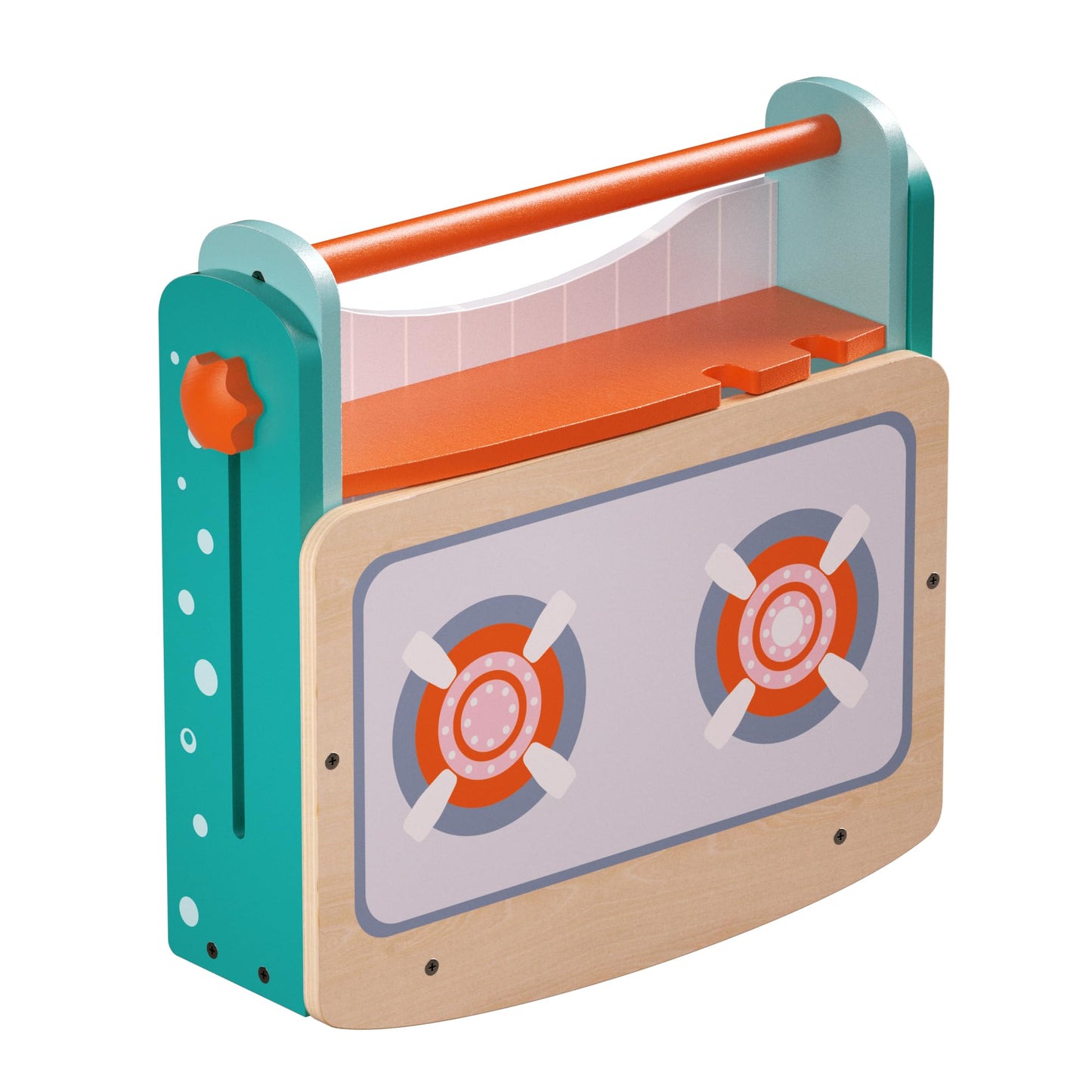 Dailyfunn Wooden Foldable &Portable Toy Stove Pretrend Kitchen PlaySet with Cooking Accessories