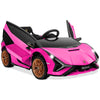 Olakids Kids 12V Licensed Lamborghini Sian Ride On Car, Electric Vehicle For Toddler With Control Remote, Battery Powered Toy With Music, Horn, 2 Speeds, Suspension, Led Lights, Bluetooth, Usb (Pink)