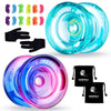 Magicyoyo K2 Responsive Yoyo For Kids Beginners Yo-Yo With 2 Yoyo Gloves, 2 Yoyo Bags, 12 Yoyo Strings (Crystal Green+Crystal Purple Pink)
