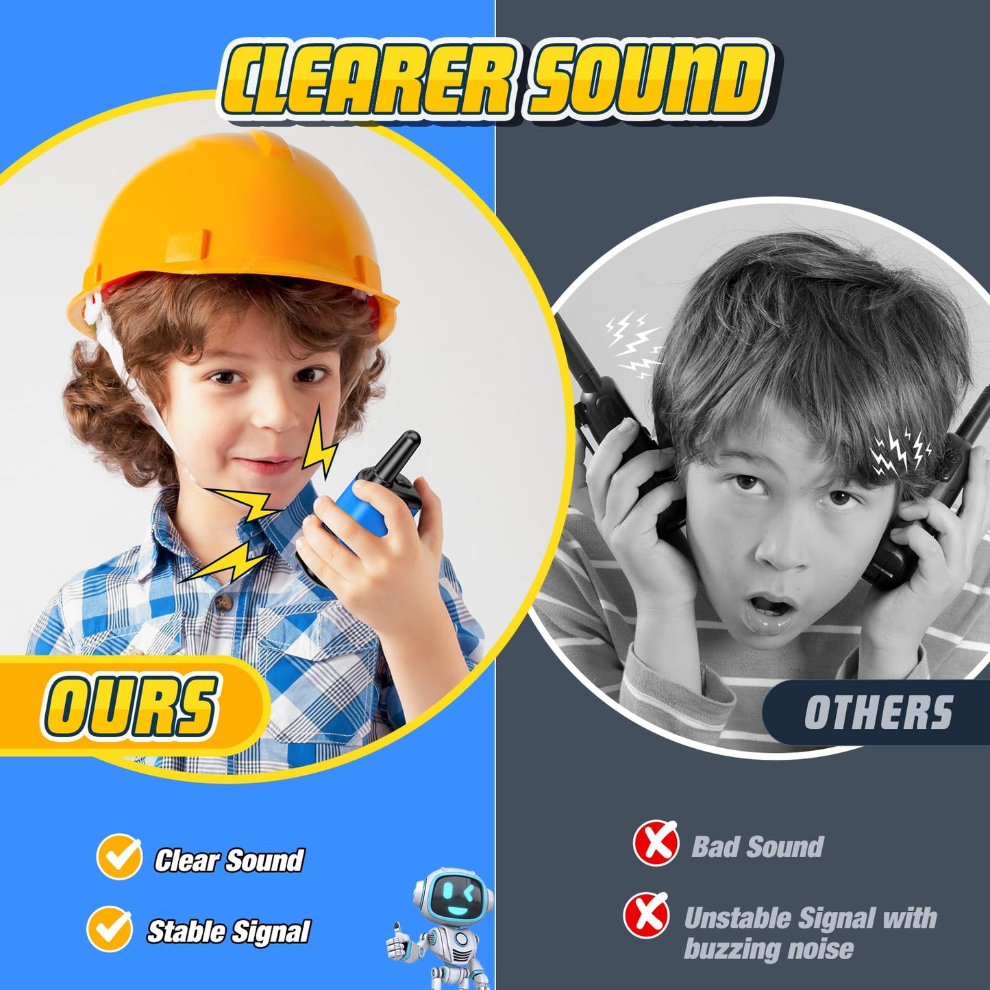 Kids Walkie Talkies Toys For Boys: Comedyfun Mini Robots Walkies Talkies 2 Pack Birthday Gifts For 3 4 5 6-8 Year Old Boys Toys