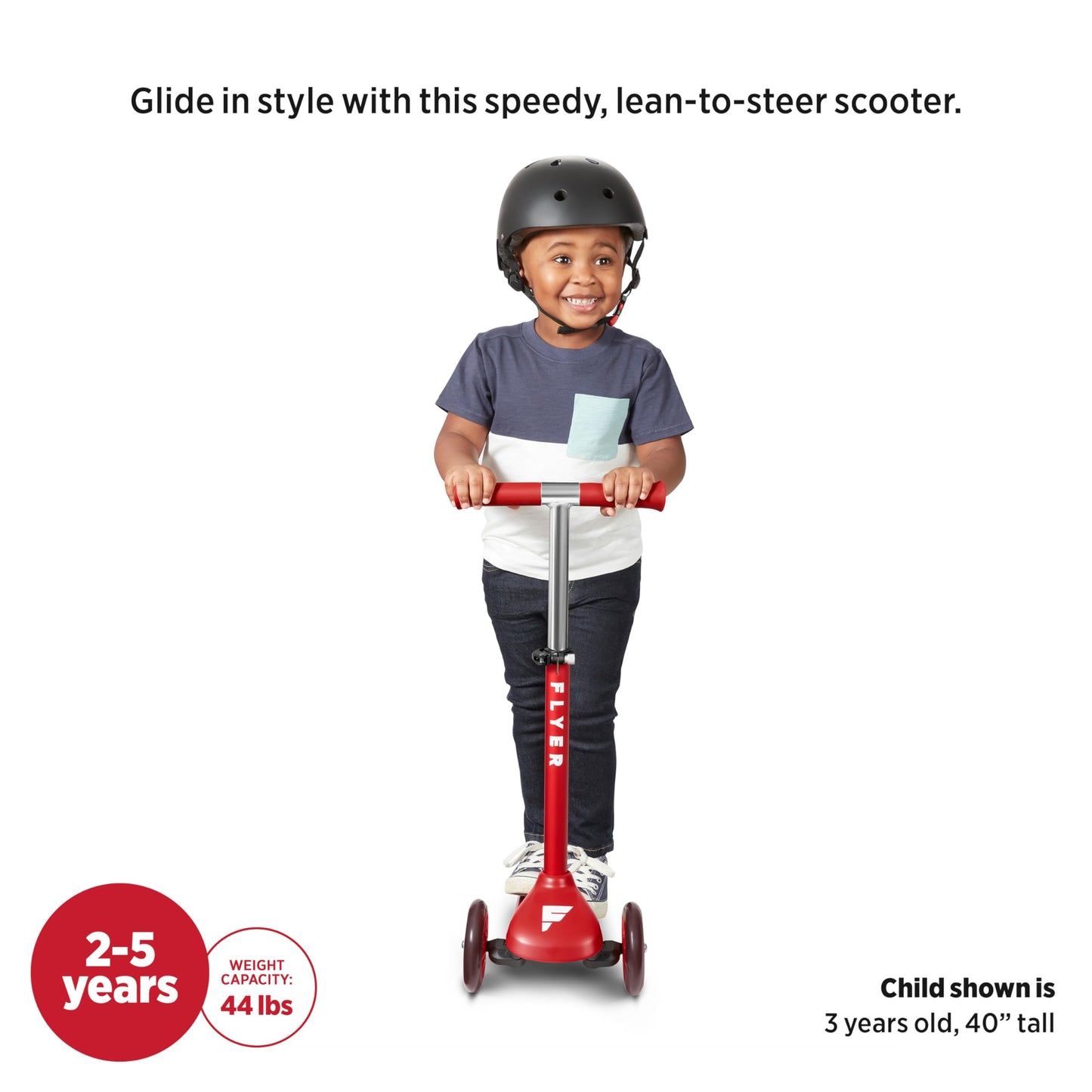 Flyer Glider Jr., Radio Flyer Lean To Steer Toddler Scooter, Red, For Kids Ages 2-5 Years