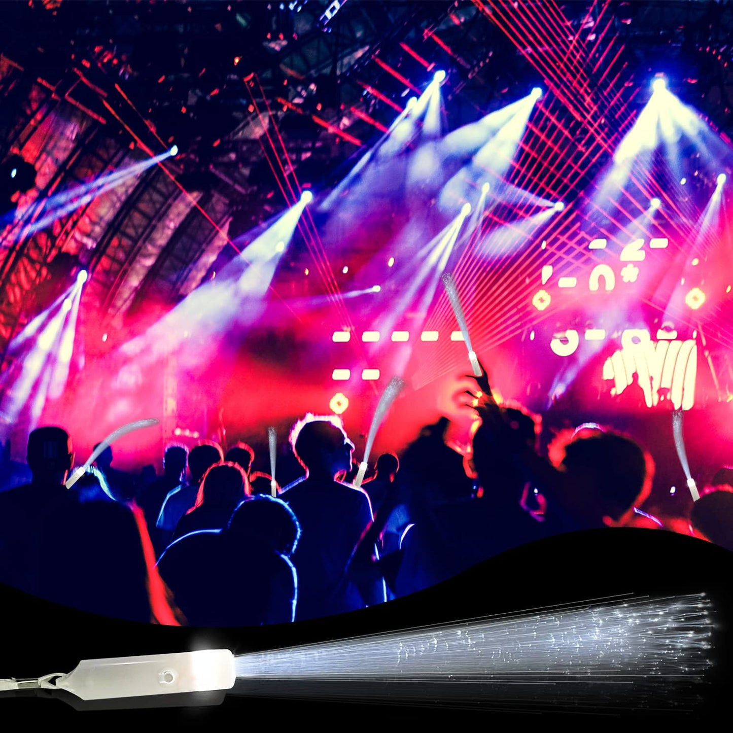 M.Best 15Pcs Glow Sticks Led Light Up Wedding Wands, 3 Flashing Modes Glow In The Dark White Fiber Optic Wands Party Favors Supplies For Kids Birthday Wedding