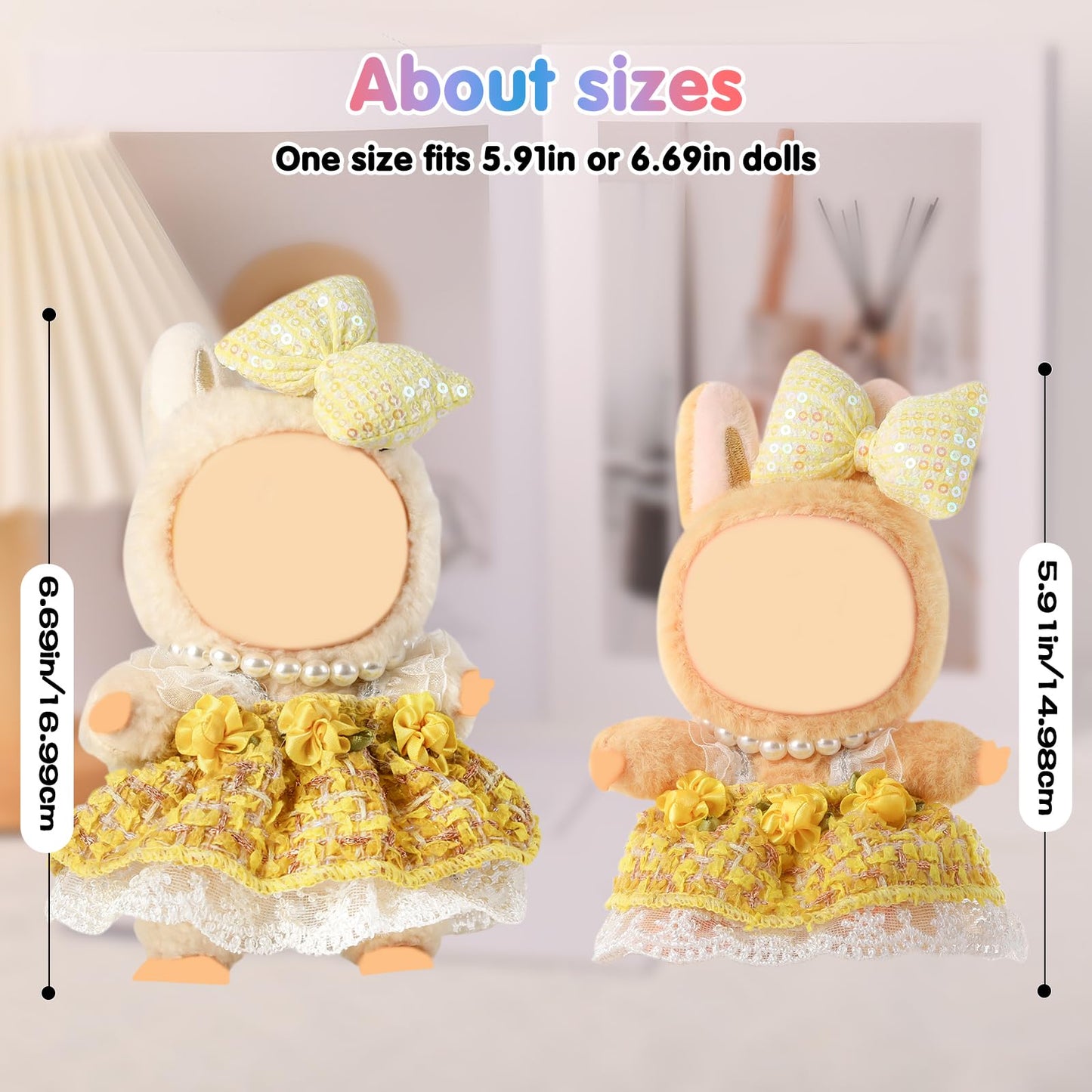 Clothes for 15-17cm Doll Skirt Set for Dolls 1 Piece Skirt Outfit enhanced Fashion Cute Dress for 15-17cm Dolls Accessories (NO Doll) (Yellow Flower Set)