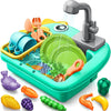 Geyiie Mini Toddler Sink Toy, Play Sink with Running Water, Automatic Water Cycle System and 13Pcs Rich Kitchen Accessories, Kid
