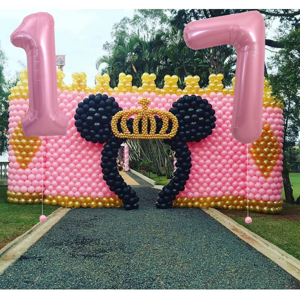 Toniful 40 Inch Light Pink Large Numbers Balloons 0-9, Number 7 Digital 7 Helium Balloons, Pink Foil Mylar Big Number Pastel Bal