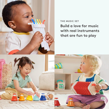 Lovevery Music Set - 6 Montessori Instruments & Rhythm Book for Toddlers, Ages 18 Months+, Multi, Wood, Medium Size