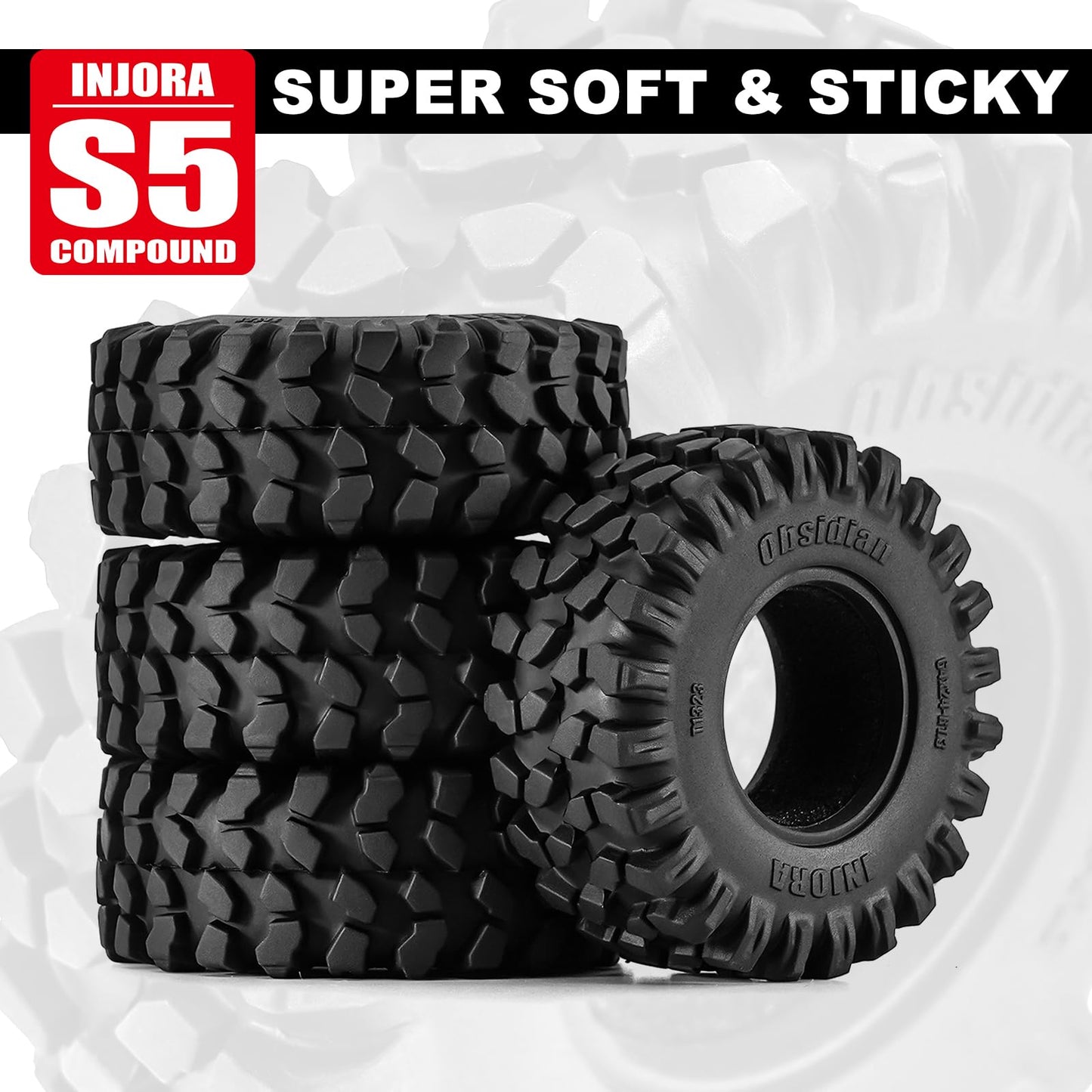 INJORA Obsidian S5 1.3'' Rock Crawling Tires for 1/18 1/24 RC Crawler Car Upgrade(T1323)