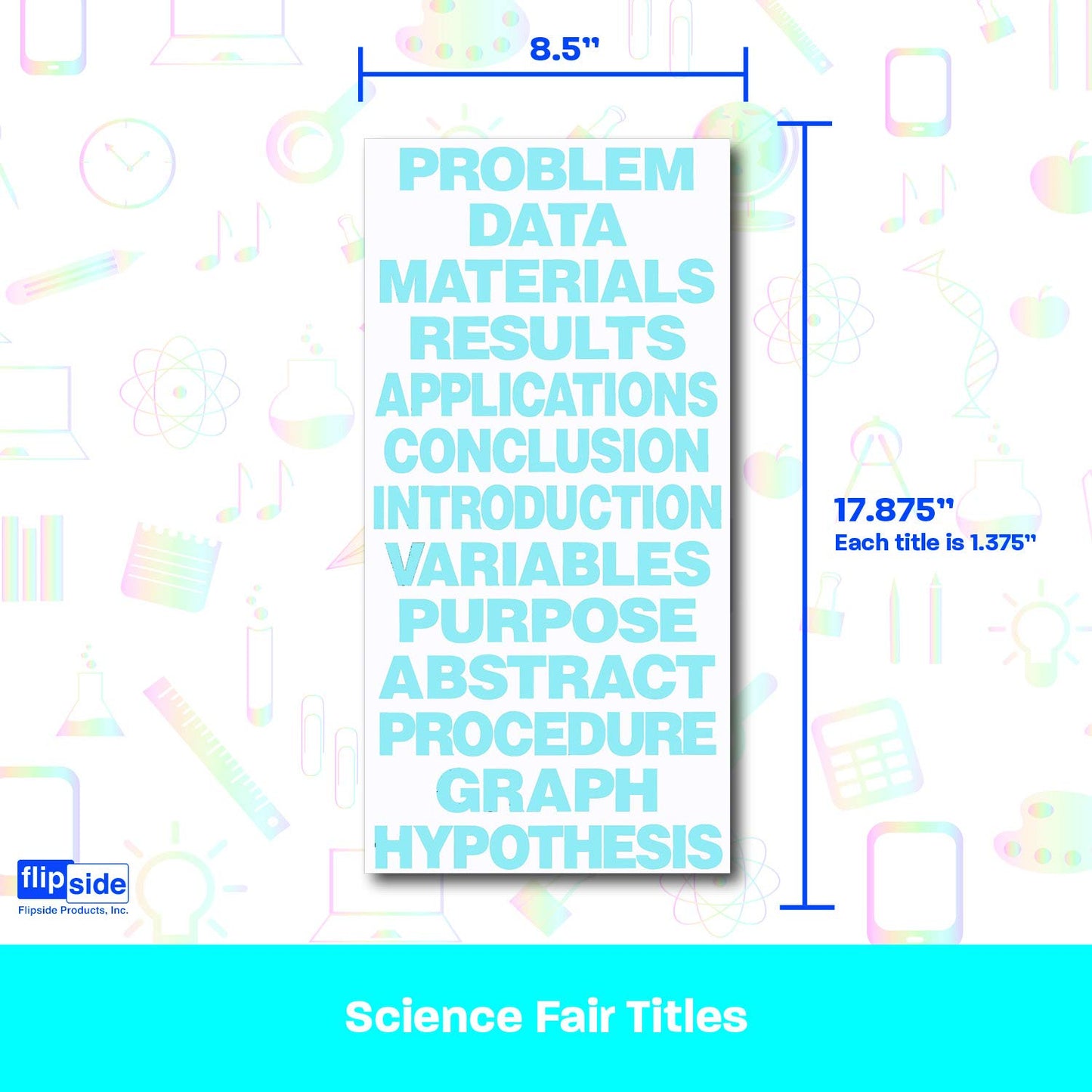 Flipside Products Sky Blue Science Fair Titles, Display Board Titles, Projects, School, Kids, Classroom, Pack of 24