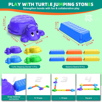 Stepping Stones Outdoor Toys For Kids: 10 Pcs Portable Non-Slip Montessori Obstacle Course Blance Beam – Great For Outdoor Yard Indoor Family Play – Special Needs Sensory Toys For Toddlers 3+