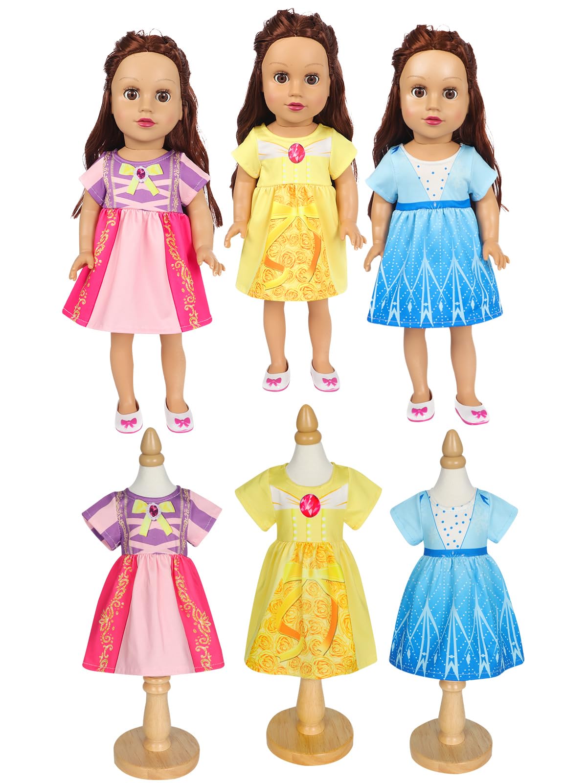 Benylion Girls Doll Clothes 14-16 Inch Doll Princess Costume Dress For 14-16 Inch Doll Include 3Pcs Different Princess Dress Fit