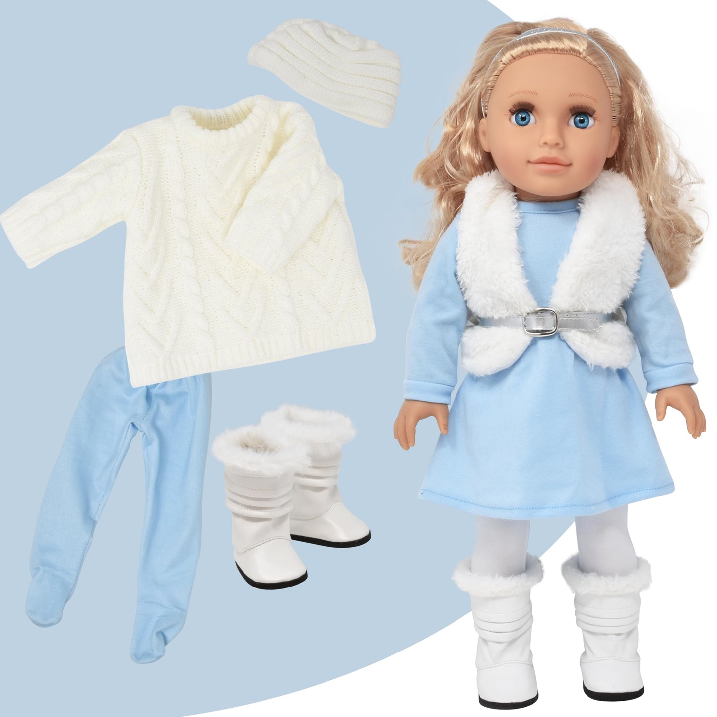 Gift Boutique - 18 Inch Girl Doll With Clothes Set In Gift Box, Fashion Doll With Beautiful Long Blond Hair Blue Eyes With 2 Outfits, Boots And Accessories Princess Doll For Girls And Kids