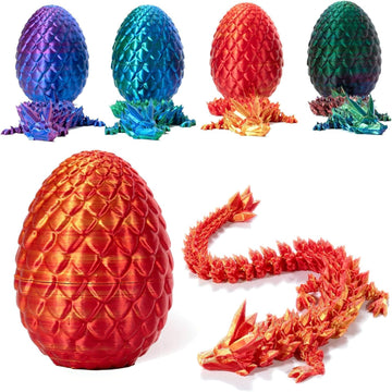 Hefandaishu Easter Egg Dragon Egg 12In Dragon Toy 3D Printed Dragon Fidget Toys 3D Printed Dragon Egg With Articulated Dragon In