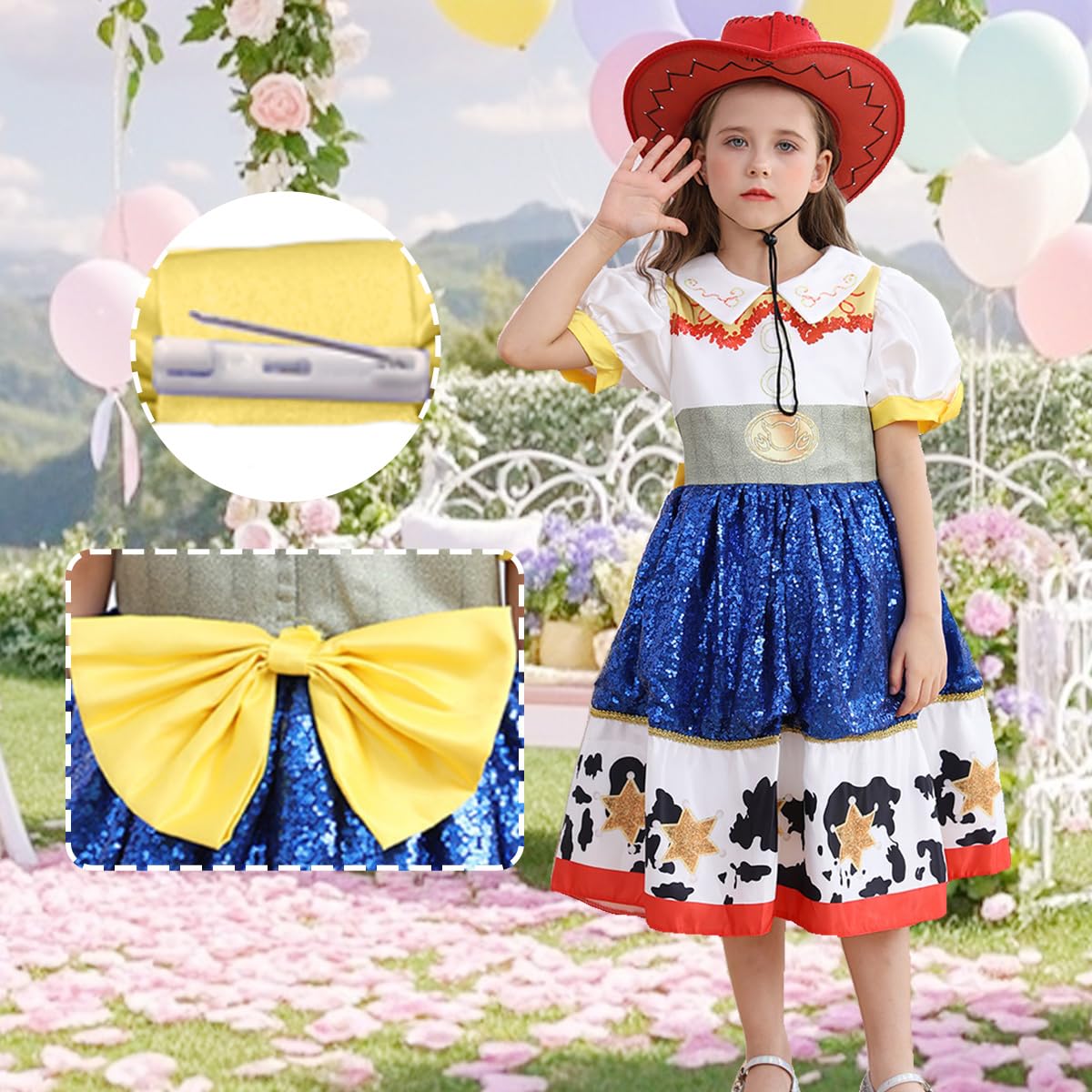 Itvti Jessie Dress For Little Girls Cowgirl Sequins Costume Dress Up Halloween Outfit, 3-4T (Tag 110)