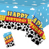 1 Pack Cartoon Story Birthday Party Supplies Cow Pattern Printed Table Cover Blue Sky And White Cloud Tablecloths Cow Birthday P