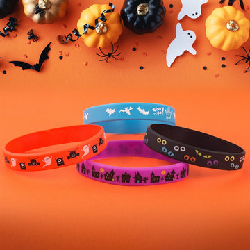 30pcs Halloween Rubber Bracelets for Kids Silicone Wristbands for Halloween Party Favors Supplies Rubber bracelets Bulk for kids
