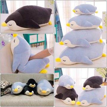 DENTRUN Penguin Stuffed Animals Bulk Cute Penguin Plush Doll Play Toys for Kids Girls Boys mature-themeds Birthday Xmas Halloween Present Adorable Soft Plushies 12.20/18.11/22.44/25.98 Inchs Blue Black