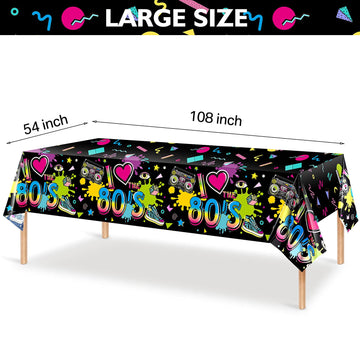 Tegeme 6 Pack 80S Plastic Party Tablecloth 80'S Party Table Cover 80S Birthday Party Supplies The 80'S Hip Hop Party Decoration