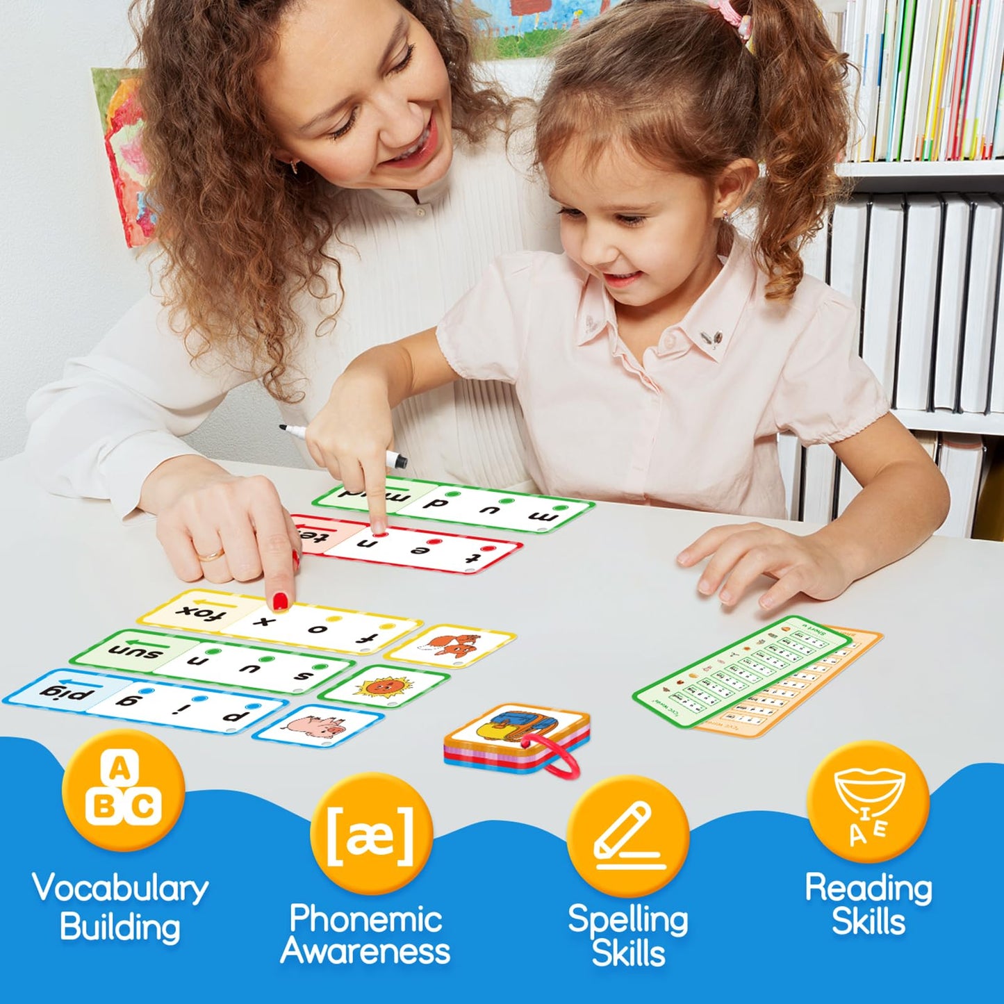Kasfalci Cvc Word Games,Cvc Flash Cards,Phonics Games,Speech Therapy Toys For Toddlers Kids,Learn To Read,Spelling Reading Learn
