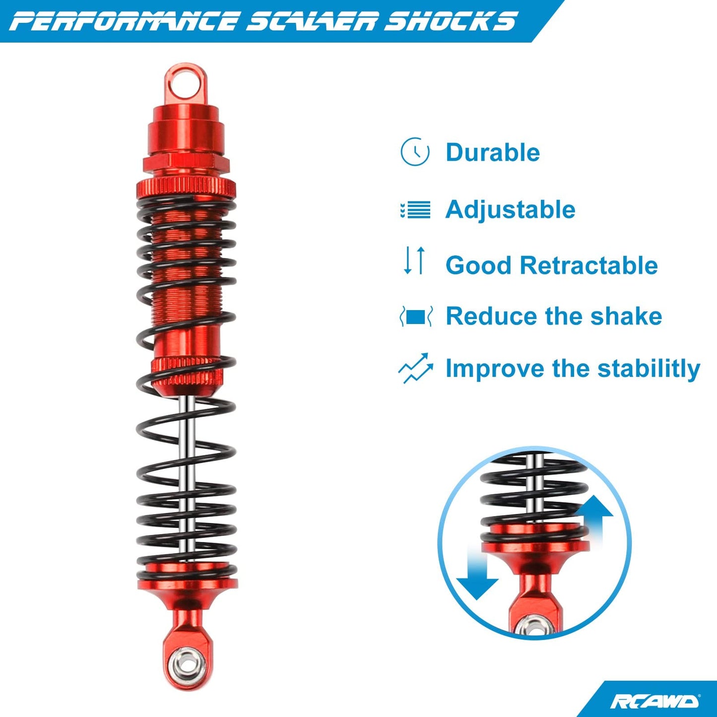 RCAWD Big Bore Shock Absorber Damper Set for Slash 2WD, Hoss, Rustler 4X4 VXL,Slash 4X4, Bandit, Ford, Nitro,Stampede Upgrades,