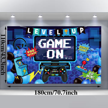 Blulu Video Game Party Decoration Video Gaming Photo Backdrop Background Birthday Photo Banner Gamer Room Decor for Game Fans Vi