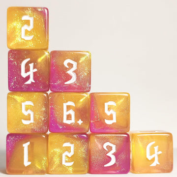 10 Pc D6 Dice 16Mm Acrylic Dice Set For Rpg Mtg Dnd Dice Table Games And Board Games (Purple+Gold)