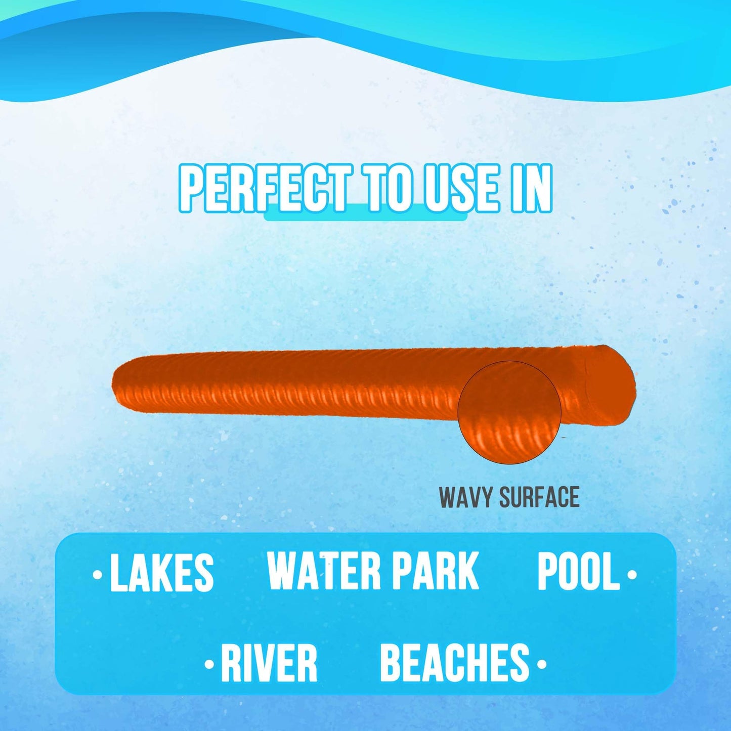 Vos Mega Foam Pool Wavy Noodle (Cayman Coral, 1 Pack), Premium & Big, Super Soft Pool Noodle For Swimming And Floating, Pool Flo