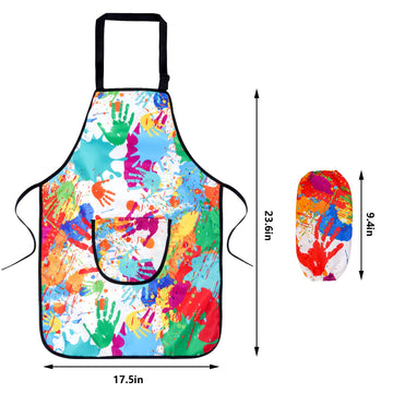 Yookat 5 Pieces Kids Artist Costume Accessories Set Painter Costume Accessories With Hat Apron Sleeves Necklace (Black)