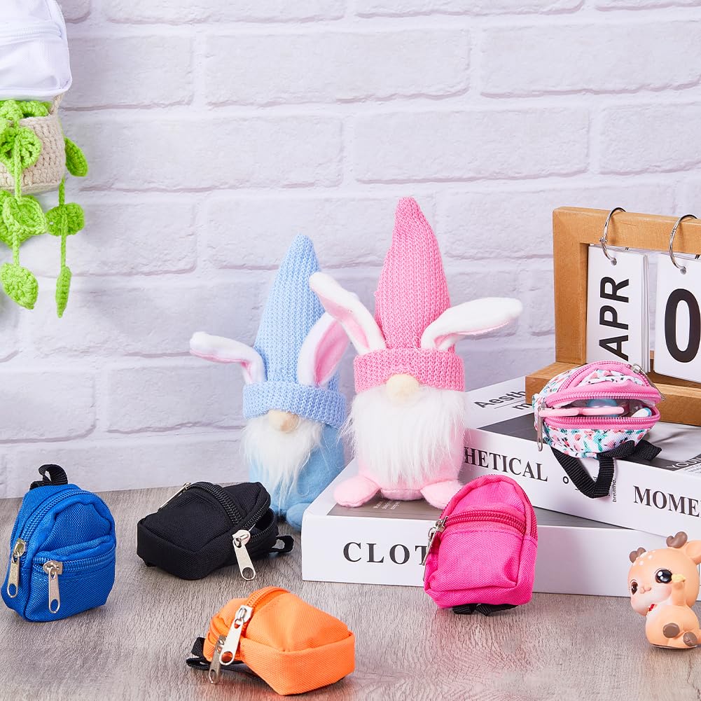 GORGECRAFT 6 Styles Mini Doll Backpack Miniatures House Backpack Doll Zipper School Bags Keys Purse for Dolls Accessories Costume Ornament Photography Props Black White Orange Blue Khaki Gifts