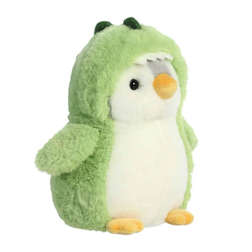 Aurora® Playful Pompom Penguin™ Dino Stuffed Animal - Vibrant Companions - Endless Fun - Green 7 Inches
