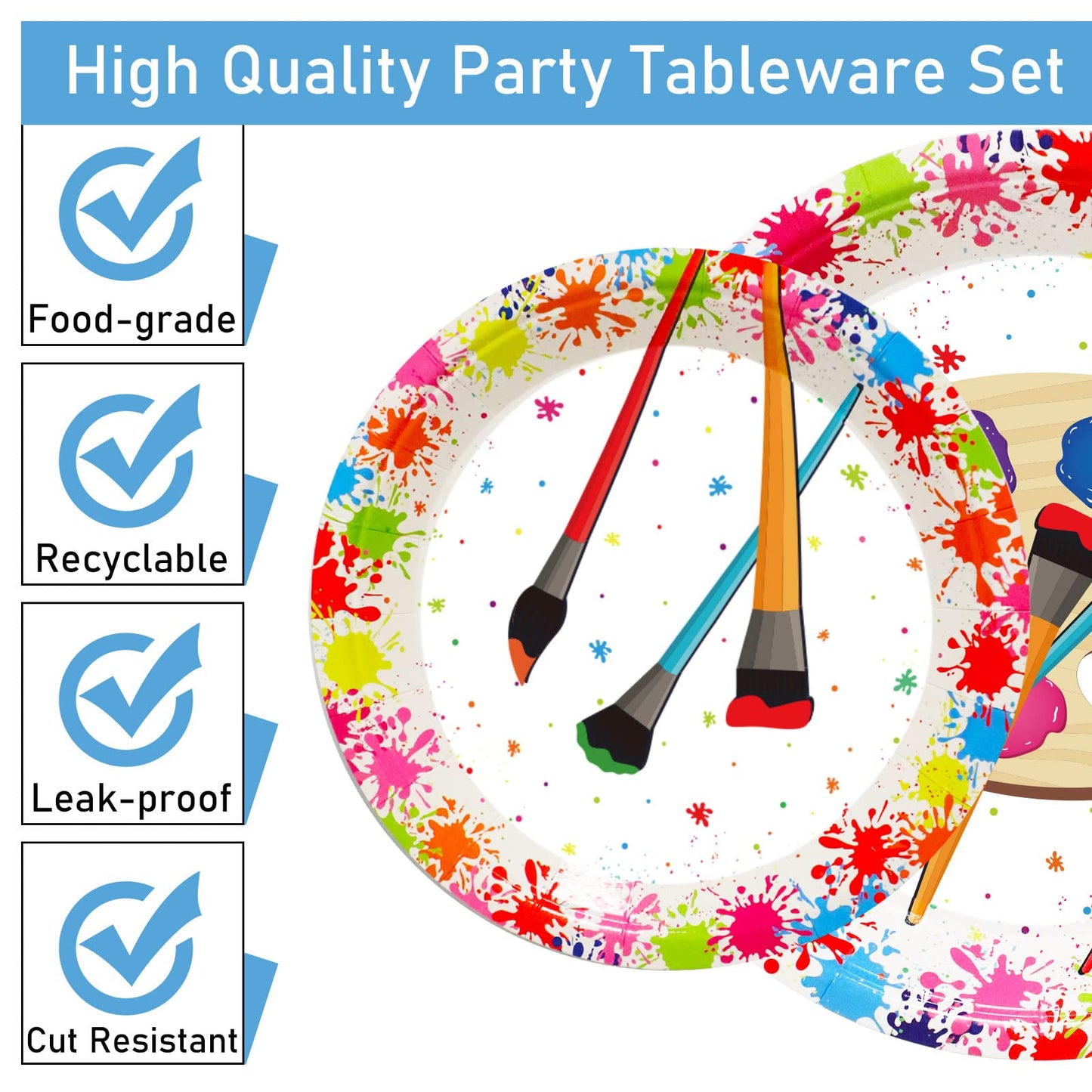 96 Pcs Art Plates And Napkins Party Supplies Paint Tableware Set Painting Theme Party Decorations Favors For Art Paint Birthday