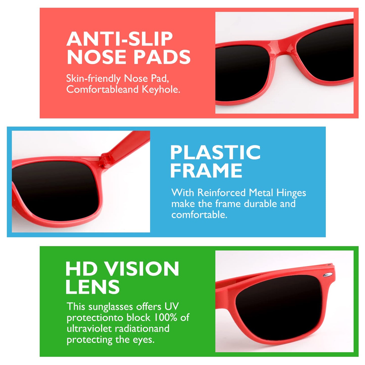 Bouiexye 48 Pack Party Sunglasses Bulk for Birthday Summer Wedding Party Goody Bag Fillers Supplies (Red)