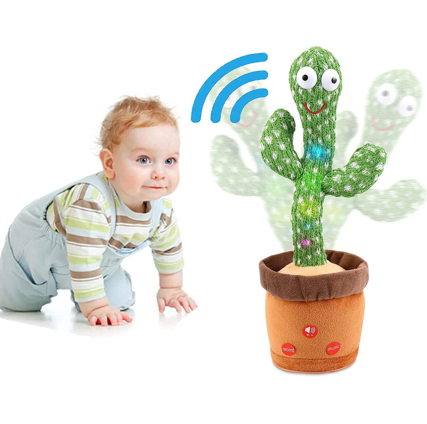 Miaodam Dancing Football Cactus Toy, Singing, Talking, Record & Repeats What You Say With 60 English Songs, Funny Eletronic Baby Toys