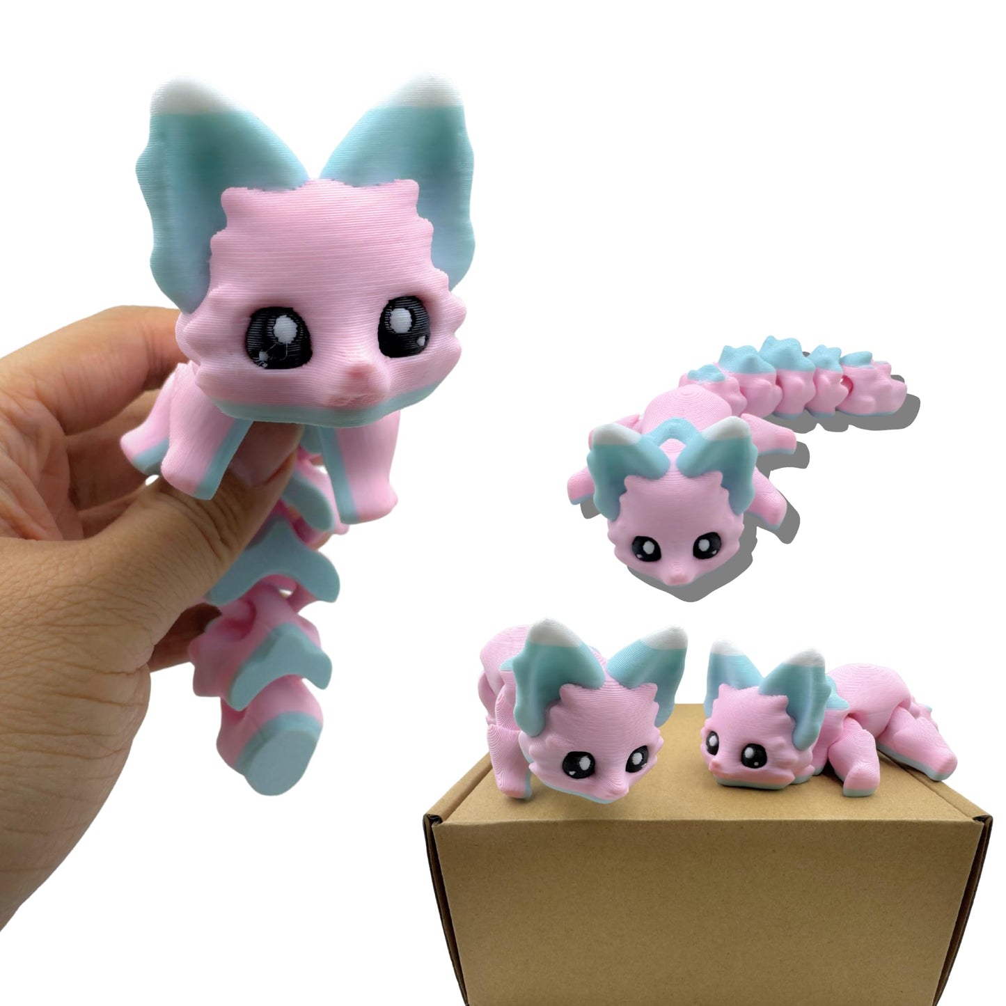Yipintang 3D Printed Creature Flexible Animals - 8 Inches Fidget Animal For Desk D Cor (Candy Fox)