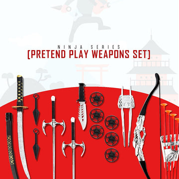 Liberty Imports Ninja Warrior Bow and Arrow Archery Set with Katana decorative replica blade Sai Melee Toy for Kids Pretend Role Play Equipment Cosplay Costume Accessories