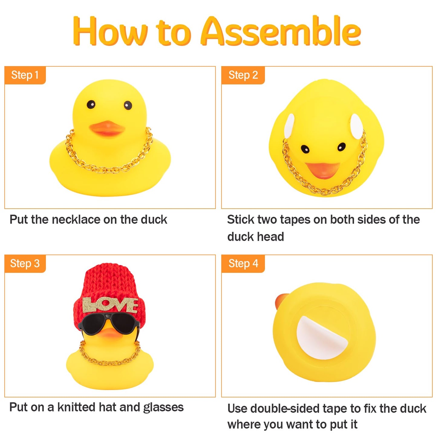 Wonuu Car Dashboard Rubber Ducks Saint Valentine'S Day Decorations, Christmas Eve Rubber Ducky For Car Ornament Cute Duck With L