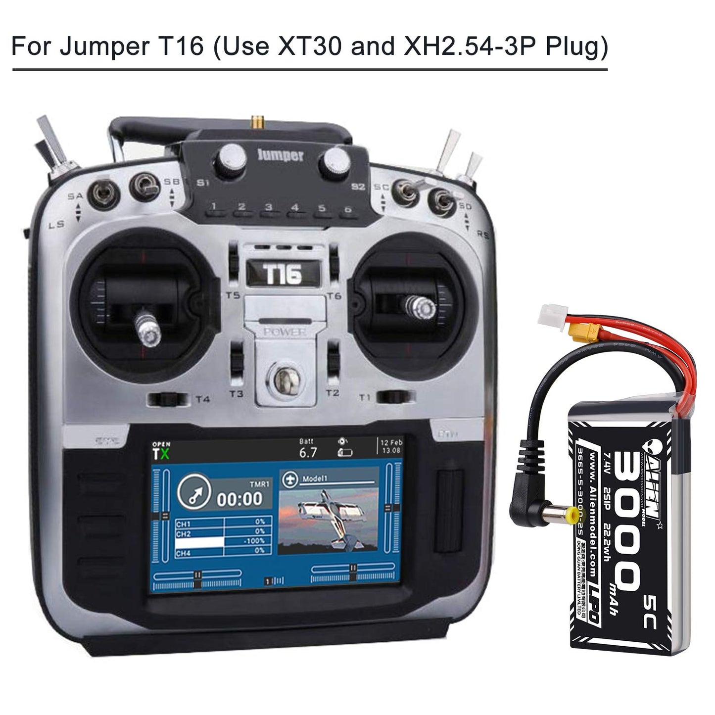 Crazepony 3000mAh 2S LiPo Battery Fatshark FPV Goggles Battery 7.4V with XT30/DC5.5 Plug for D JI HD Digital Goggles Skyzone 03O