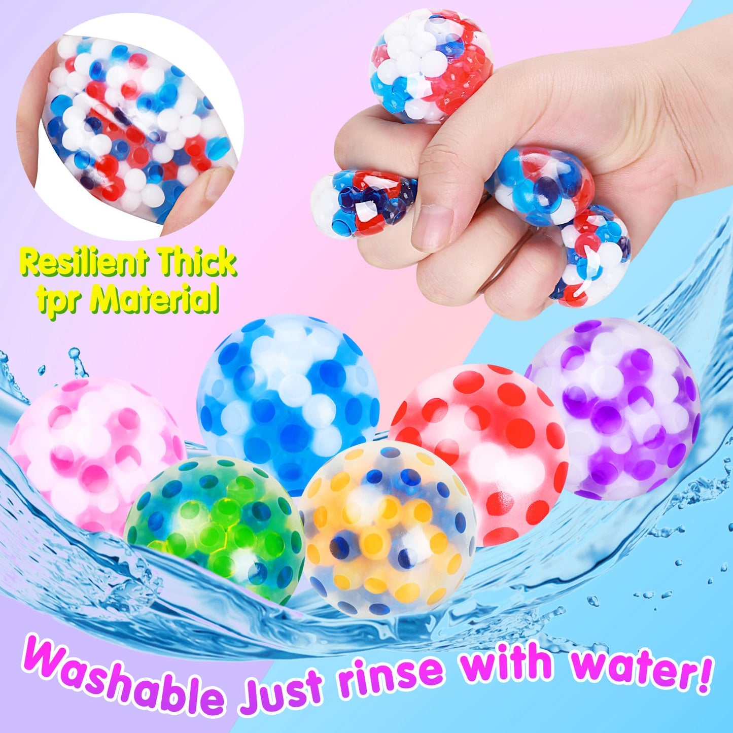 70Pcs Stress Balls-Squishy Stress Balls Bulk-Treasure Box Toys-Fidgets Prizes Bulk-Sensory Balls-Stress Balls For Adults -Classr