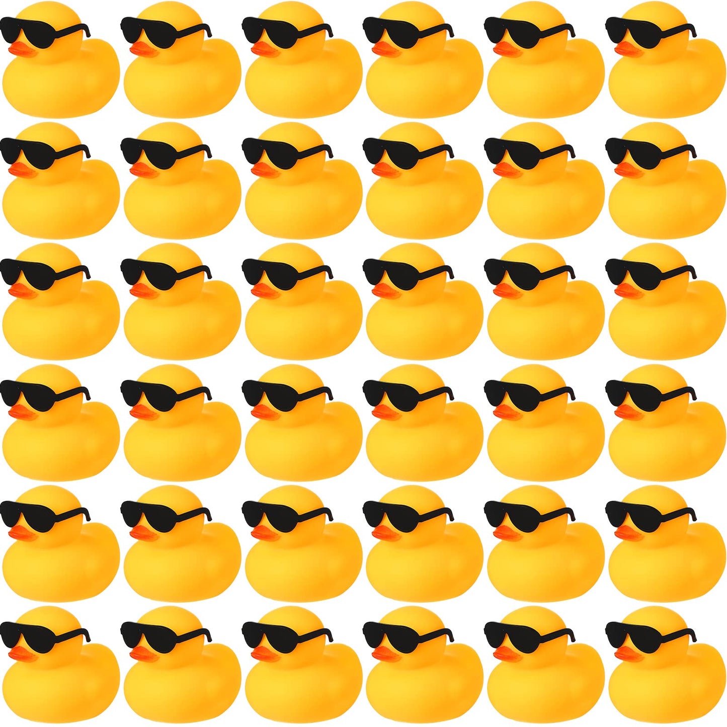 36 Pcs Mini Rubber Ducks With 36 Sunglasses Rubber Ducks In Bulk Bathtub Duckies Toys For Kids Gift Baby Shower Birthday Party Favors Cruise (Yellow, Duck With Sunglasses)