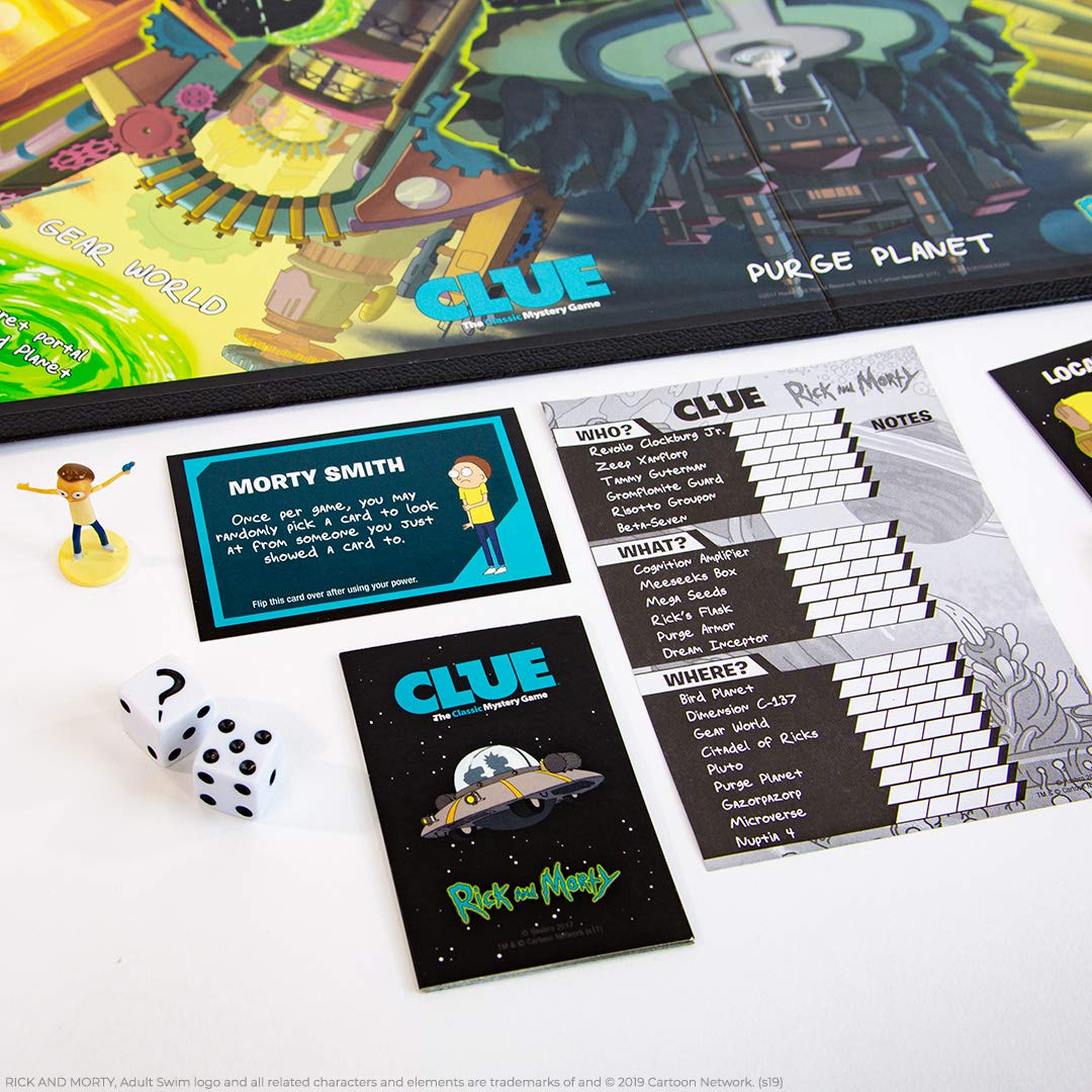 USAopoly CLUE: Rick and Morty | Featuring Characters from The mature-themed Swim TV Show Rick & Morty | Collectible Clue Board Game | Perfect for Rick & Morty Fans