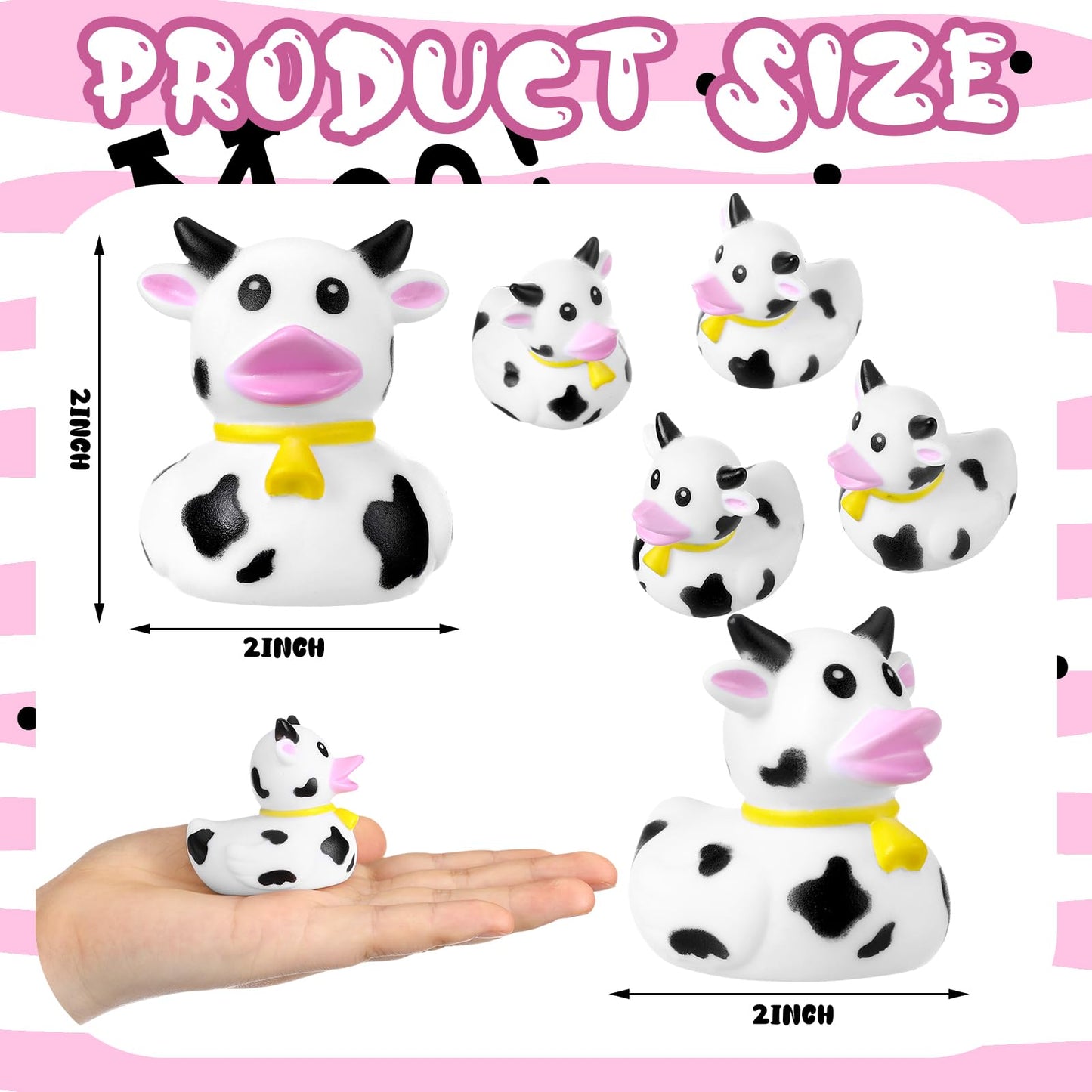Relaxgiant 48 Pcs Cow Ducks Mini Cow Rubber Ducks Bulk Cow Print Duck For Birthday Party Favors Baby Shower Kids Boys Girls Bath